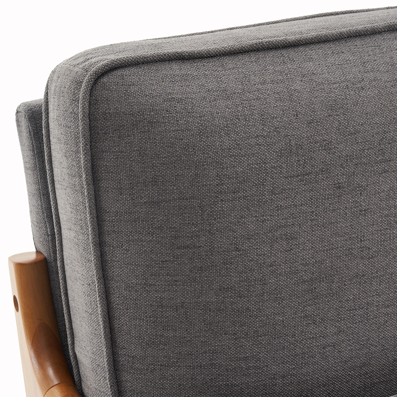 Oak Armrest Upholstered Single Lounge Chair Dark Grey