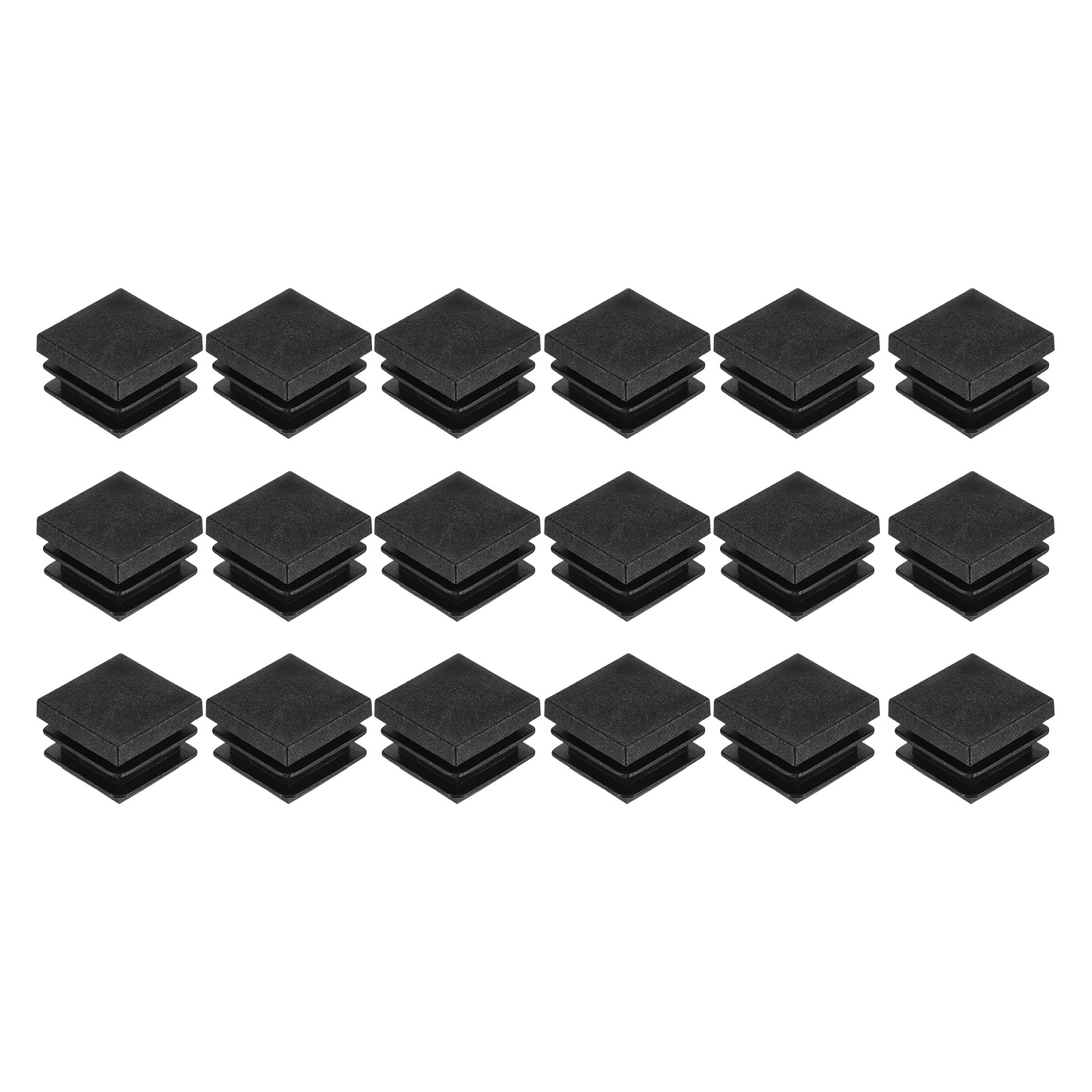 18Pcs Square Plastic Plugs, 22 x 22mm PE Pipe Tubing End Caps for Tube, Black