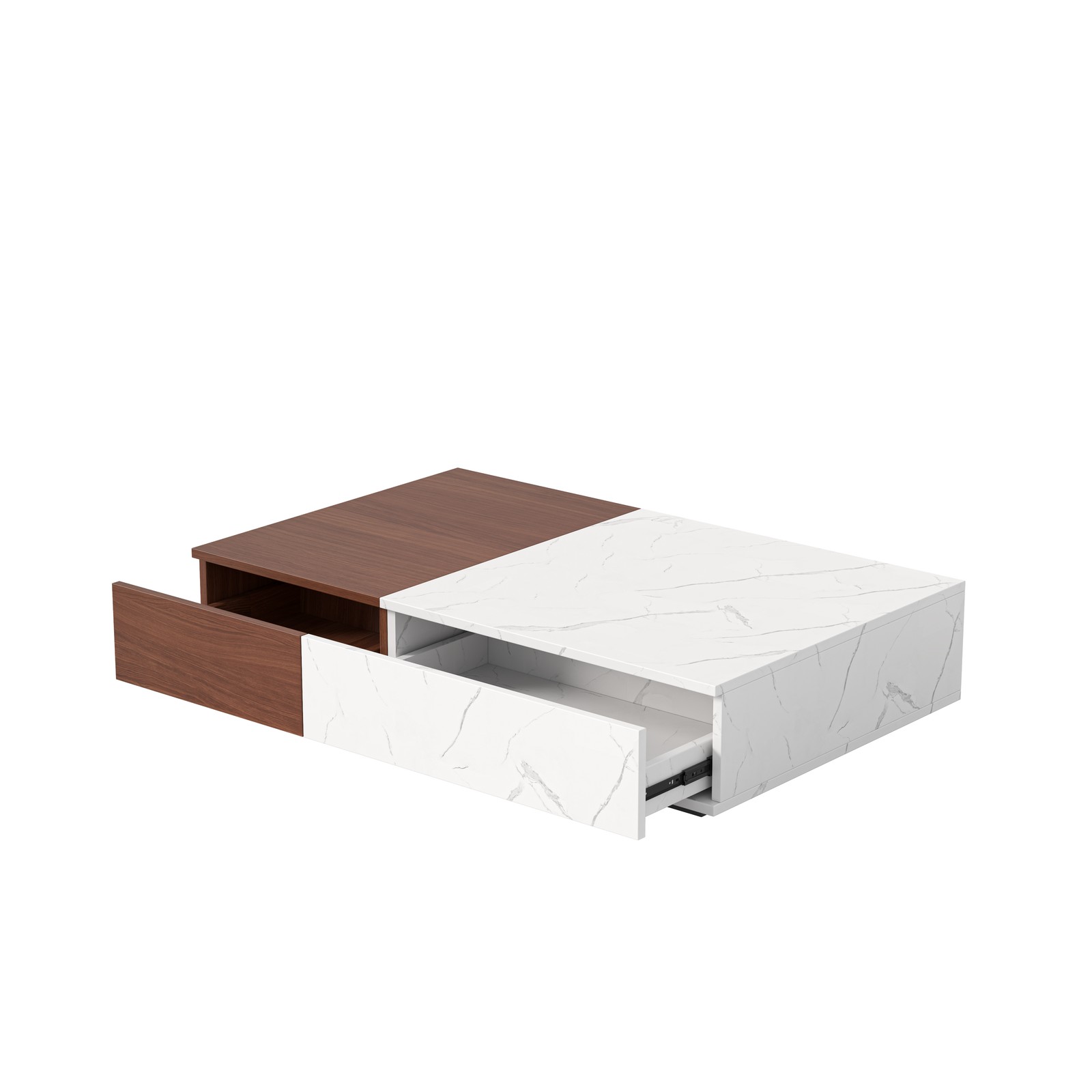 Coffee Table Walnut with 2 Storage Spaces Living Room Modern Style NEW