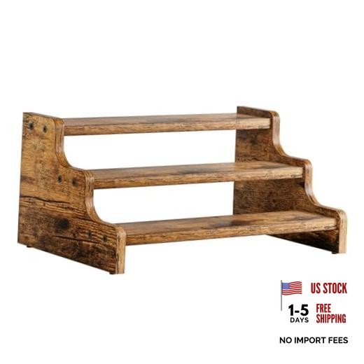 3-Tier Spice Rack, 13.8 Inch Wood Step Shelf Countertop Spice Storage Holder,