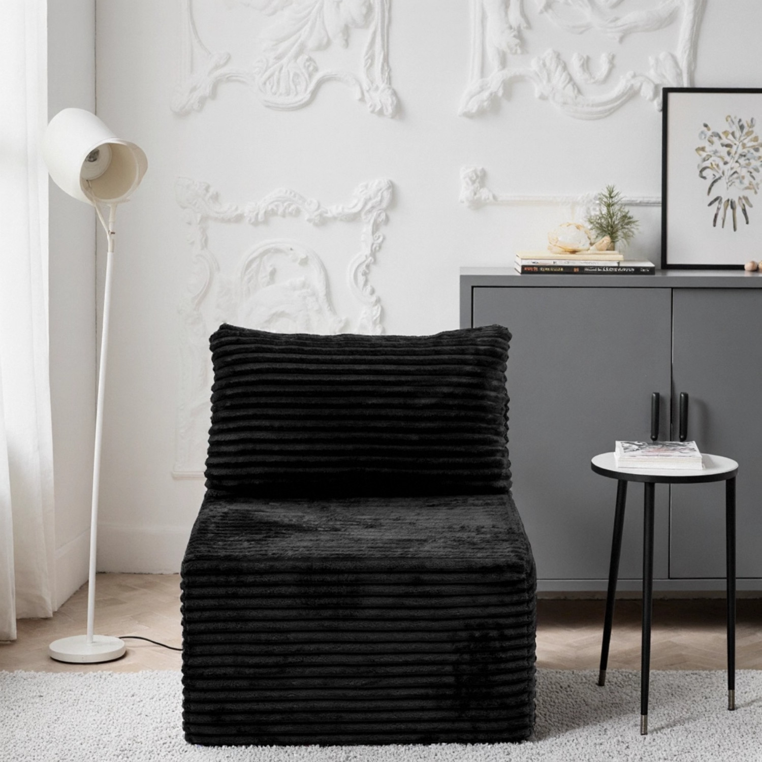 No Assembly Required Modular Sectional Souch Corduroy Floor Sofa for Small Space