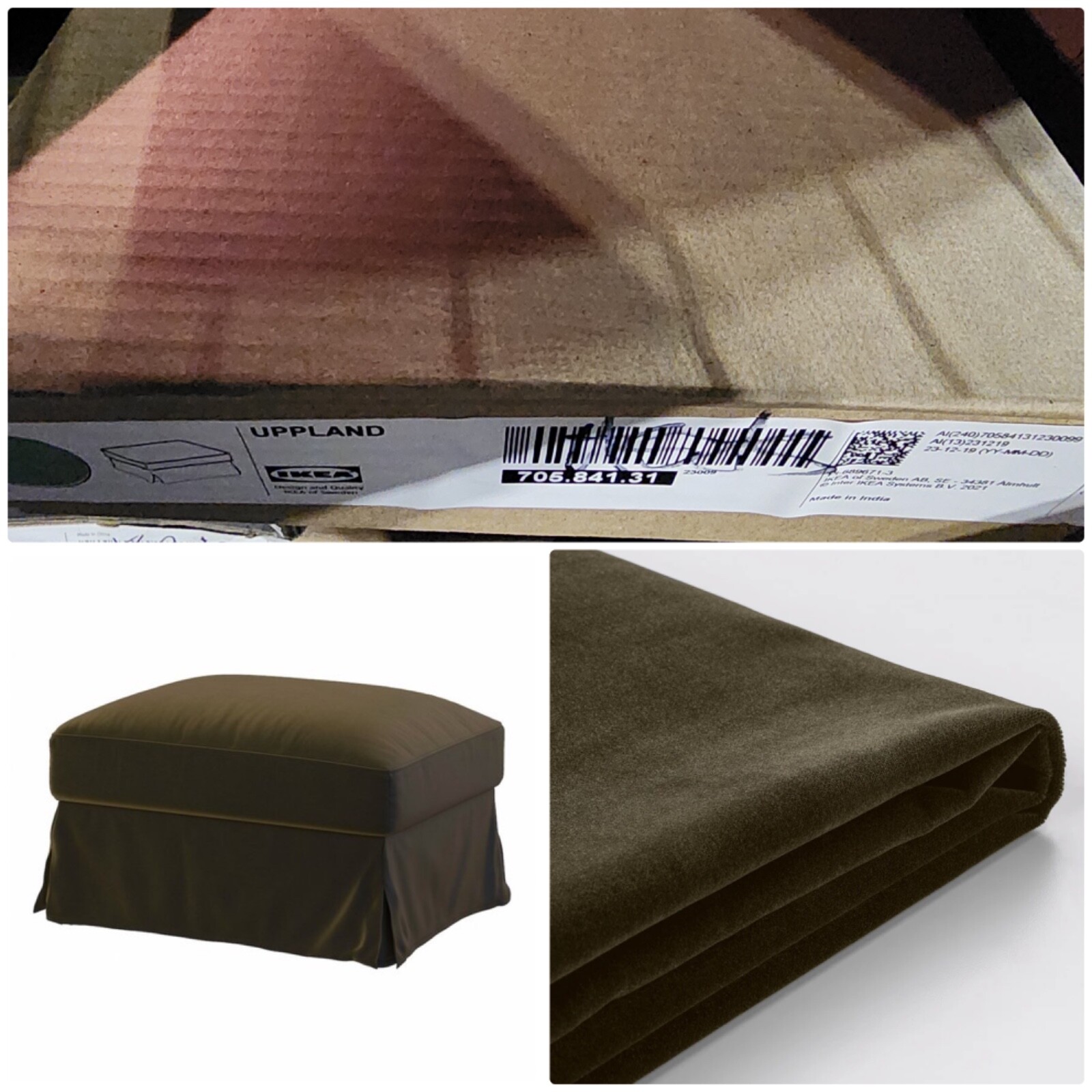IKEA FARLOV COVER SLIPCOVER FOR Footstool Ottoman Dark Olive Green 104.785.10