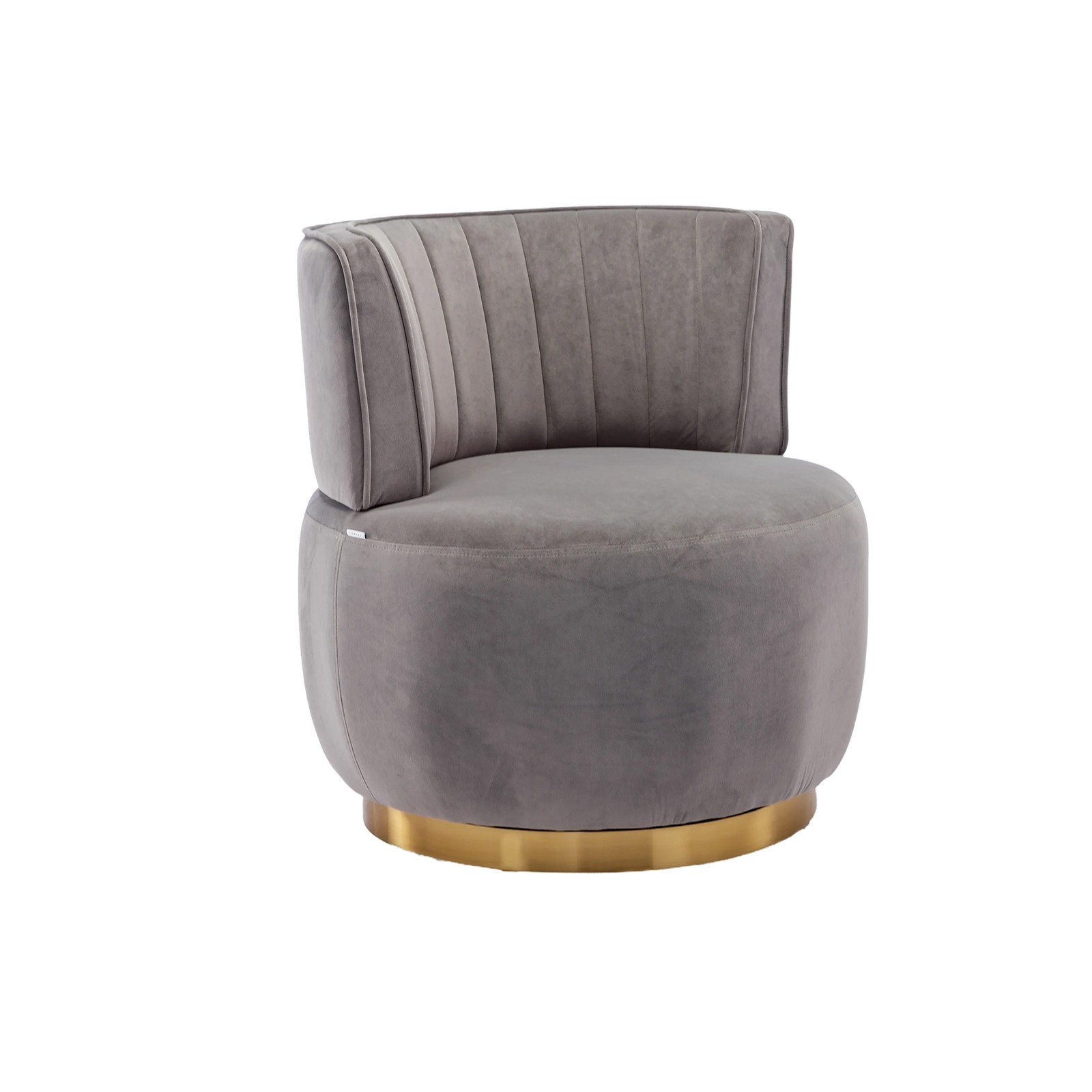 Swivel Barrel Accent Chair, Gray Velvet, 360 Degree Rotation