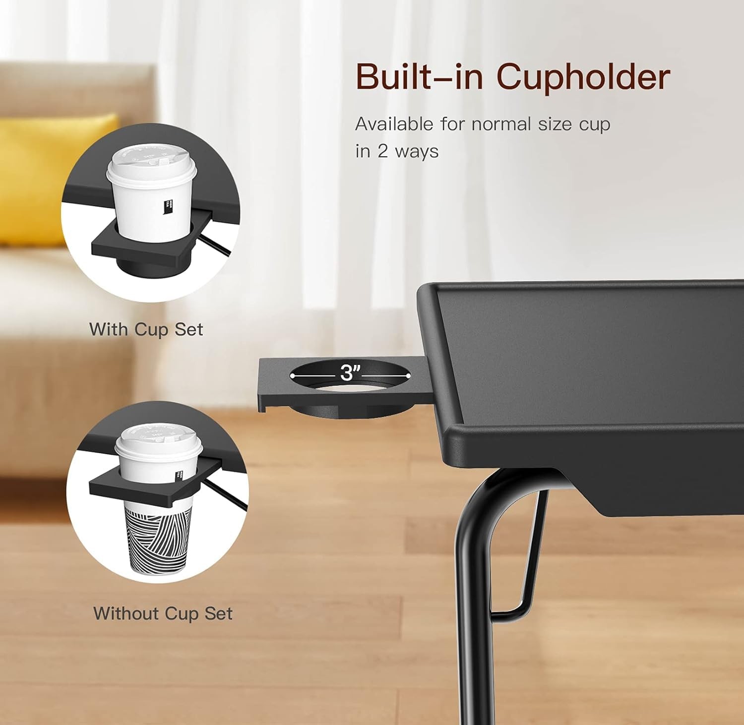 HUANUO Adjustable TV Tray Table – Dinner on Bed & Sofa, 1 pack, Black