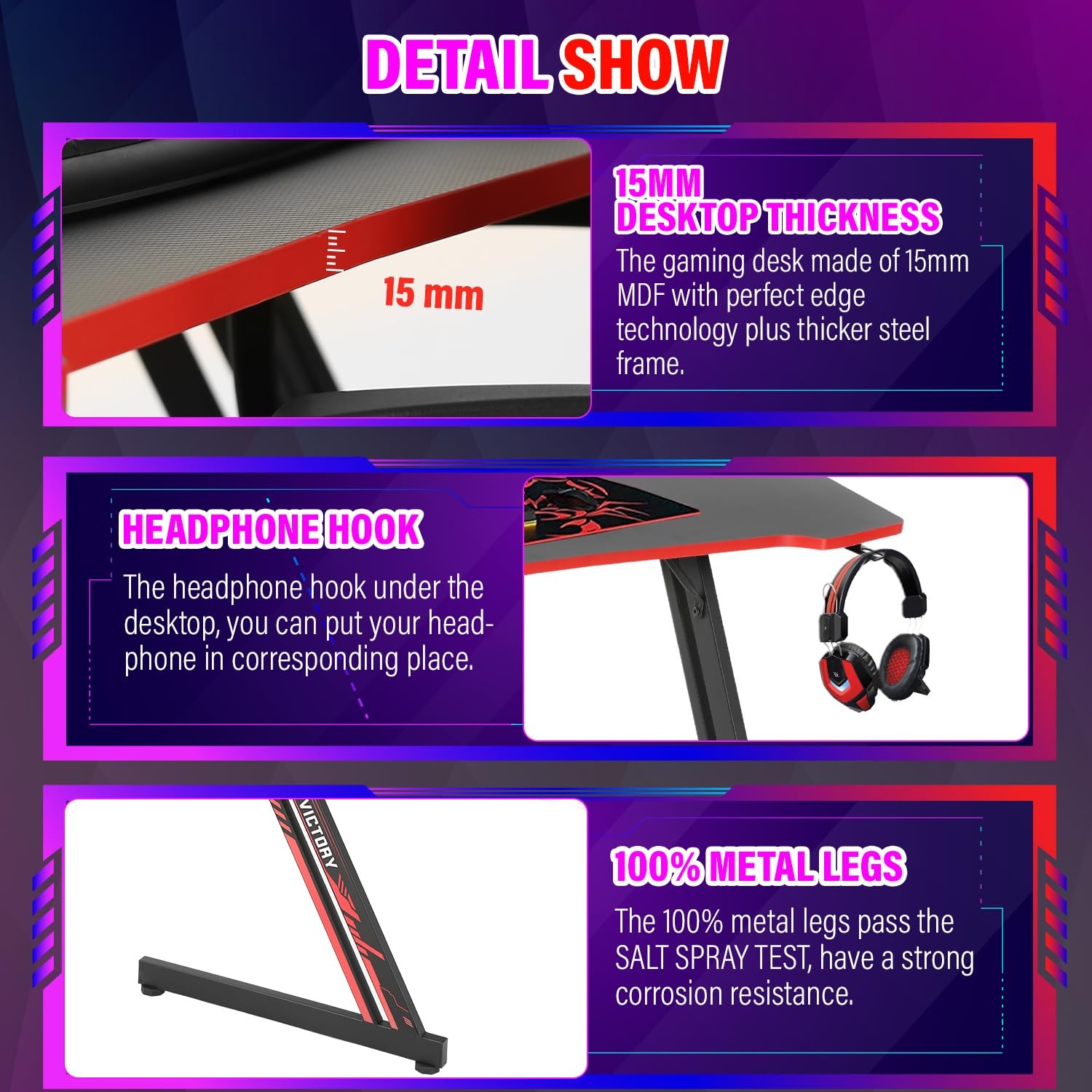PayLessHere | 47″ Gaming Table | Red | Z-Shaped Computer 47 In Z Shaped,