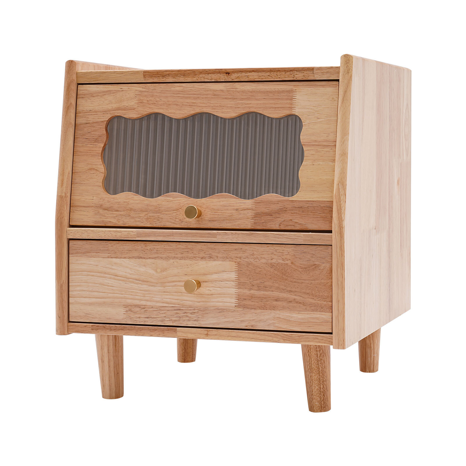 43.5*40*48cm Rubberwood Bedside Cabinet Bedroom Storage Cabinet With 2 Drawers