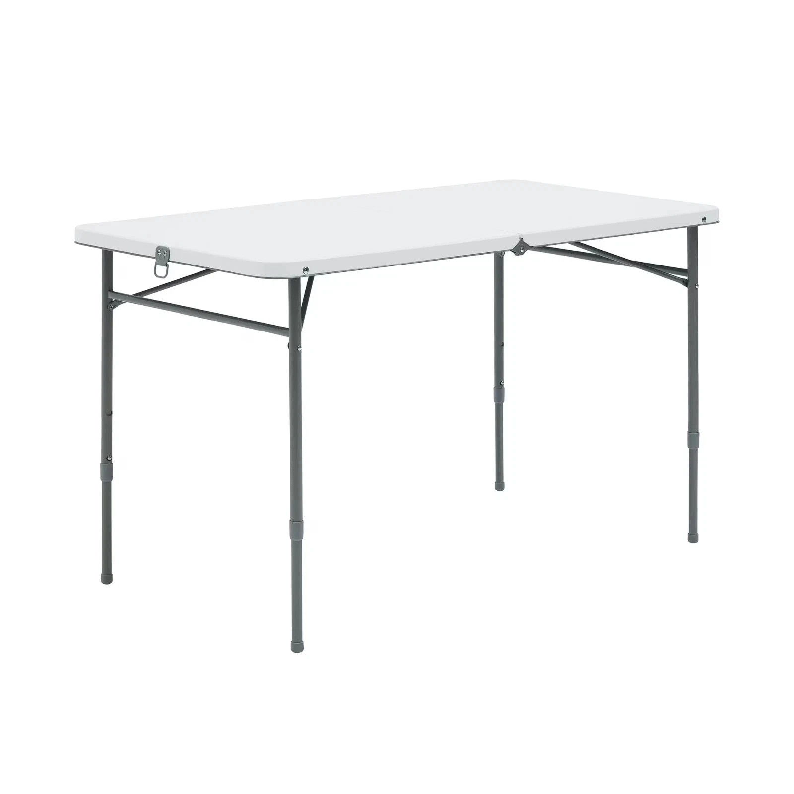 Mainstays 4 Foot Fold-in-Half Adjustable Folding Table, White -New