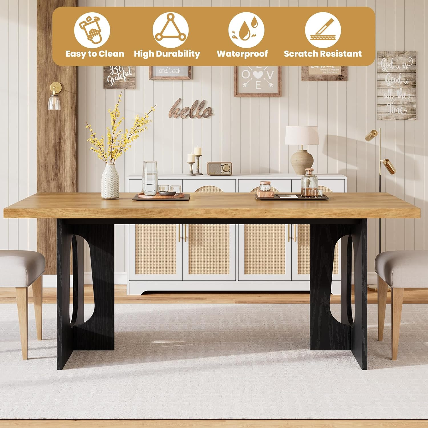 Modern 71″ Dining Table for 6-10 – Sturdy, Stylish Kitchen & Conference Table
