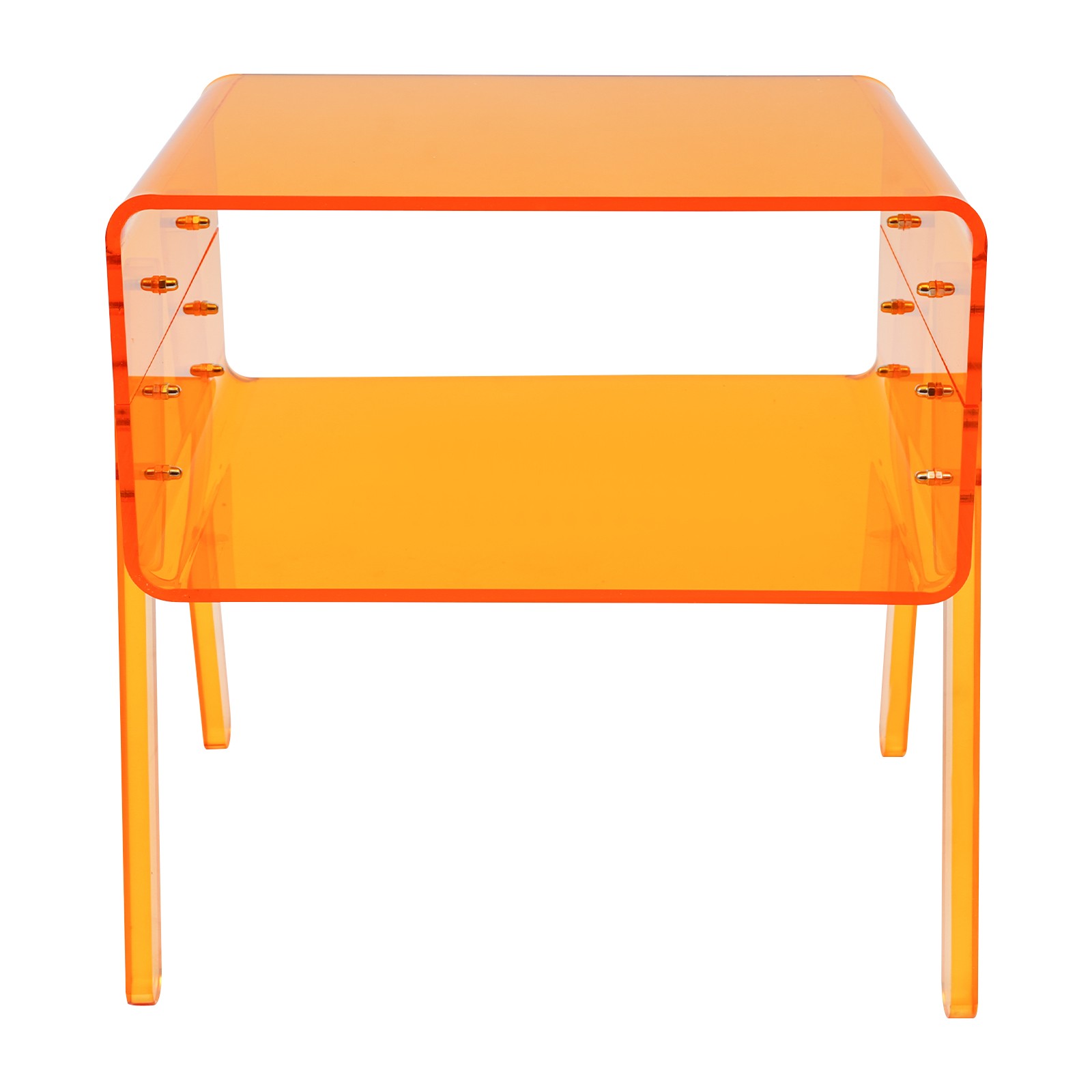 2-Tier Orange Rectangular Side End Table/Night Stand Acrylic Side Table 16.93in