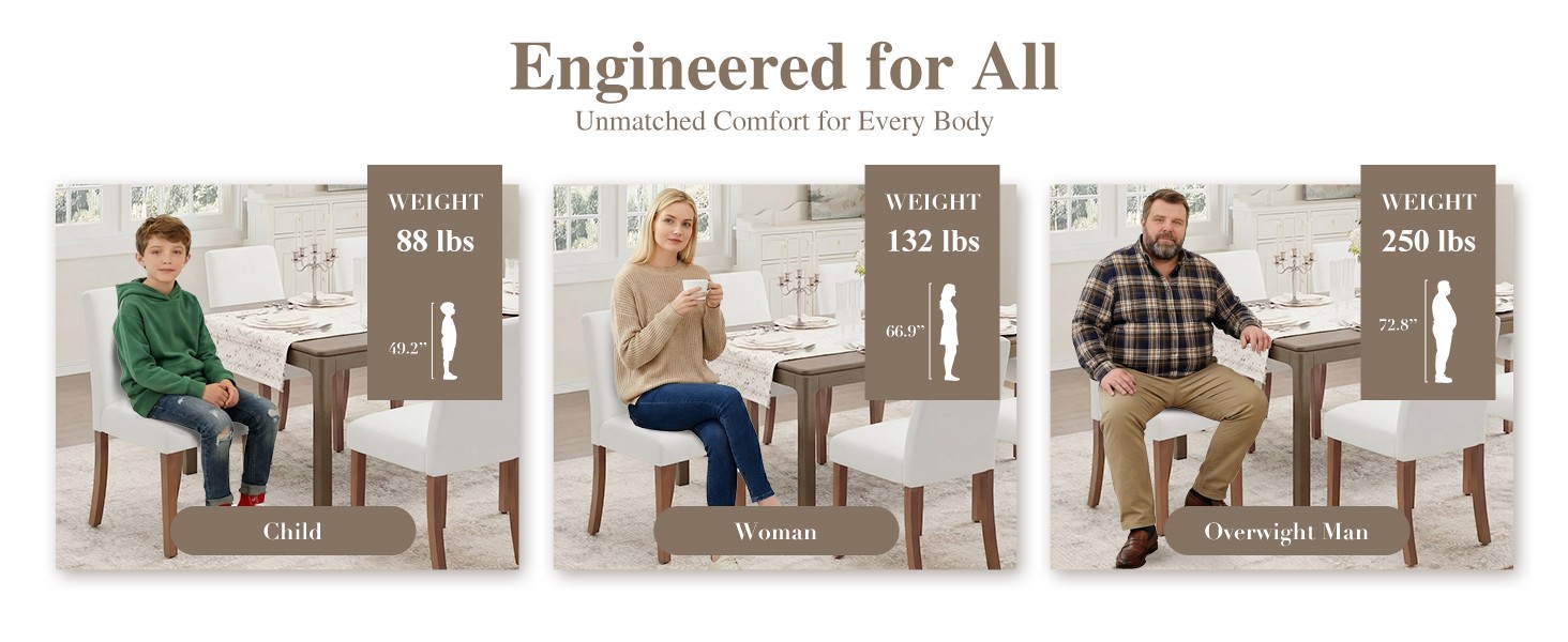 Dining Chairs Set of 4, Modern Dining Room Chairs with Wooden Legs, Upholstered