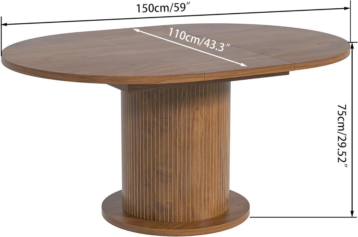 43.3 inch 59 inch Adjustable Size Round Dining Table 4 6 Unique Design Modern