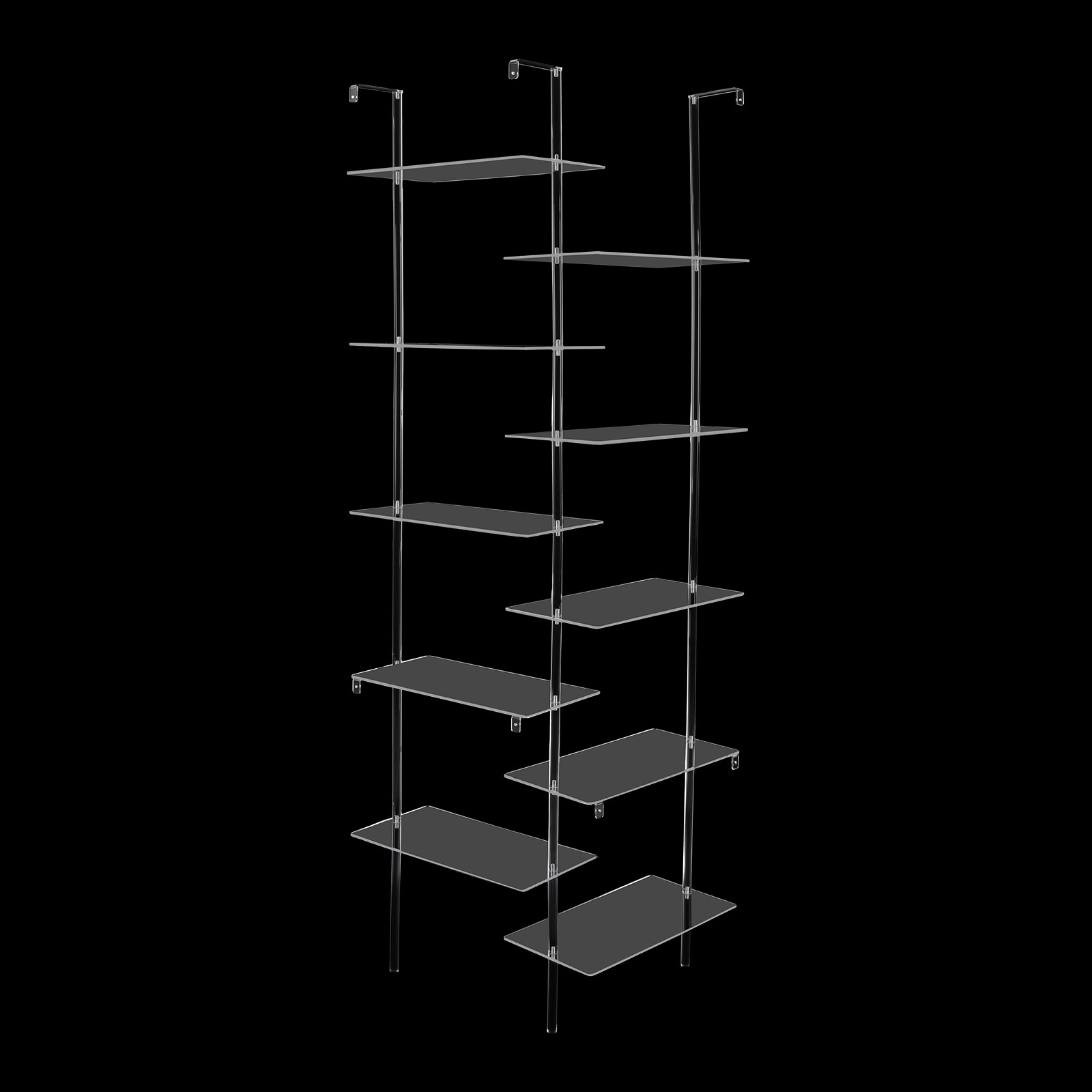 5-tier Corner Acrylic Geometric Shelf Rack, Bookshelf For Living Room Bathroom