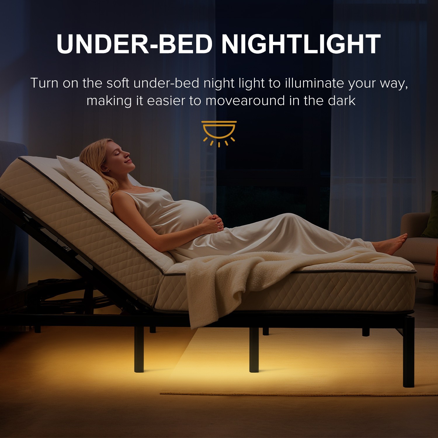 Adjustable Bed Frame with Massage Head & Foot Incline Queen Size Wireless Remote
