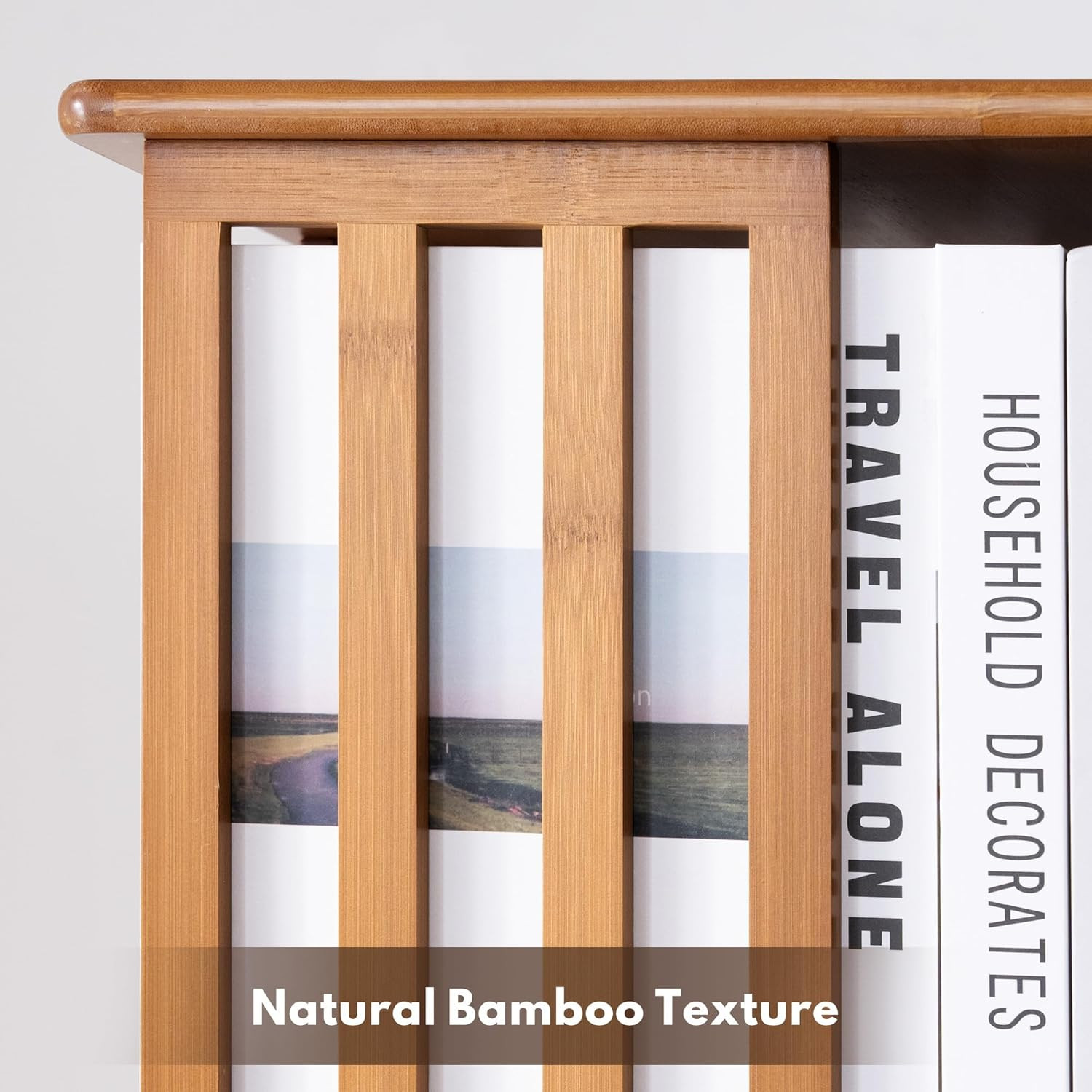 Rotating Bookshelf Tower, 360 Display Spinning Bookcase, Bamboo Bookshelf Floor