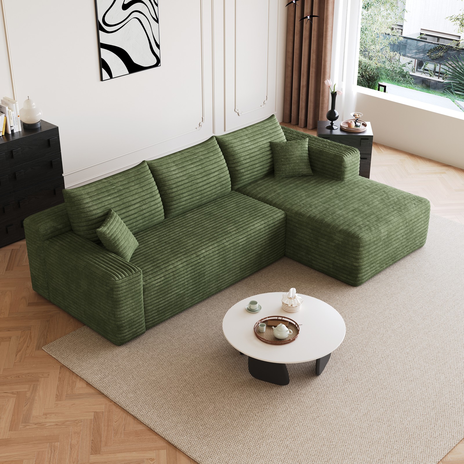 95″ Cloud Sectional Sofa,Modern Minimalist Upholstered Couches, Comfort U Shaped