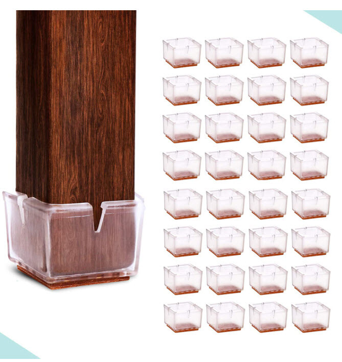 MelonBoat 32 Pack Chair Leg Floor Protectors Square Leg 1-1/4″ to 1-3/8″