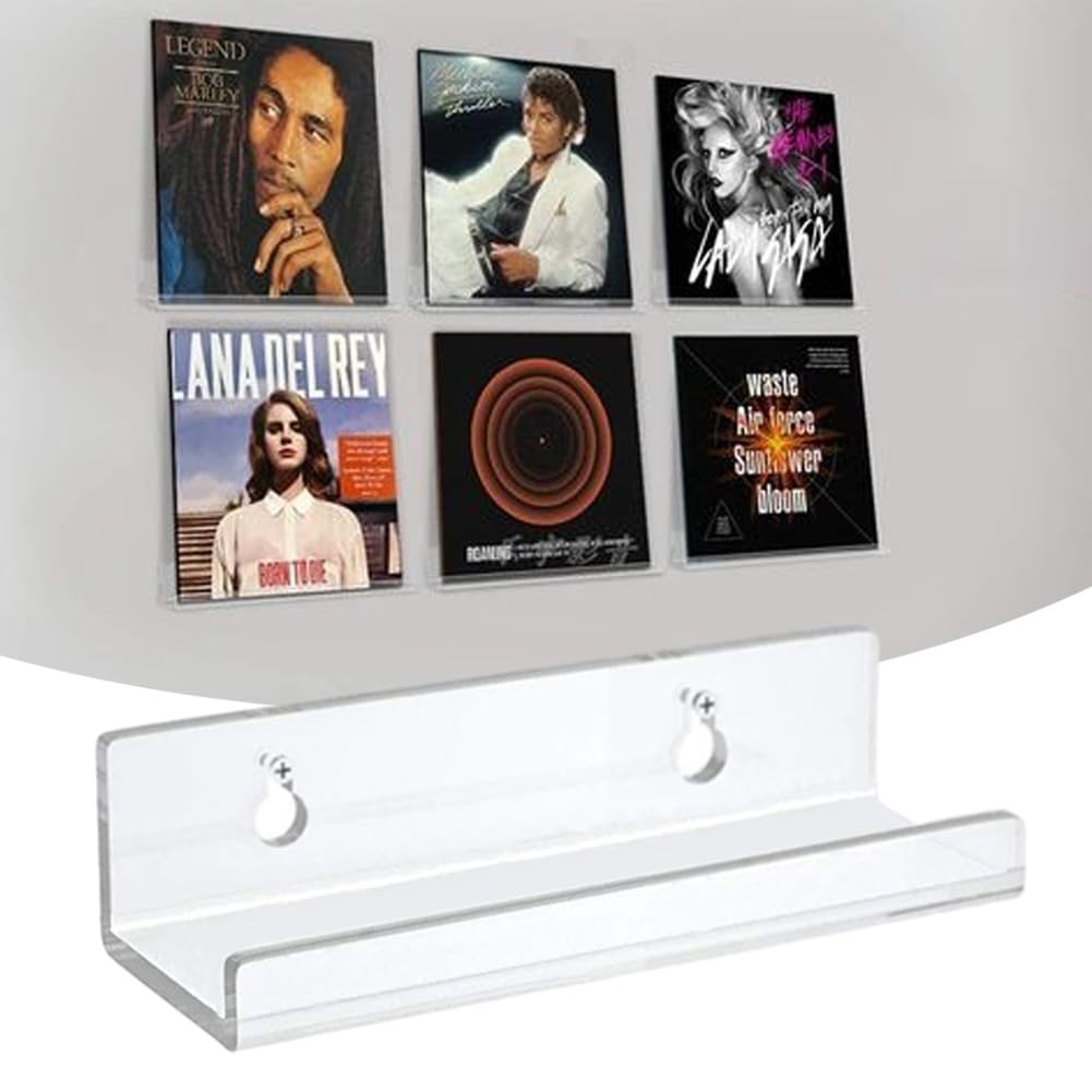 Vinyl Record Wall Mount Shelf 12 Pack, Clear Acrylic Floating Display Ledge, …