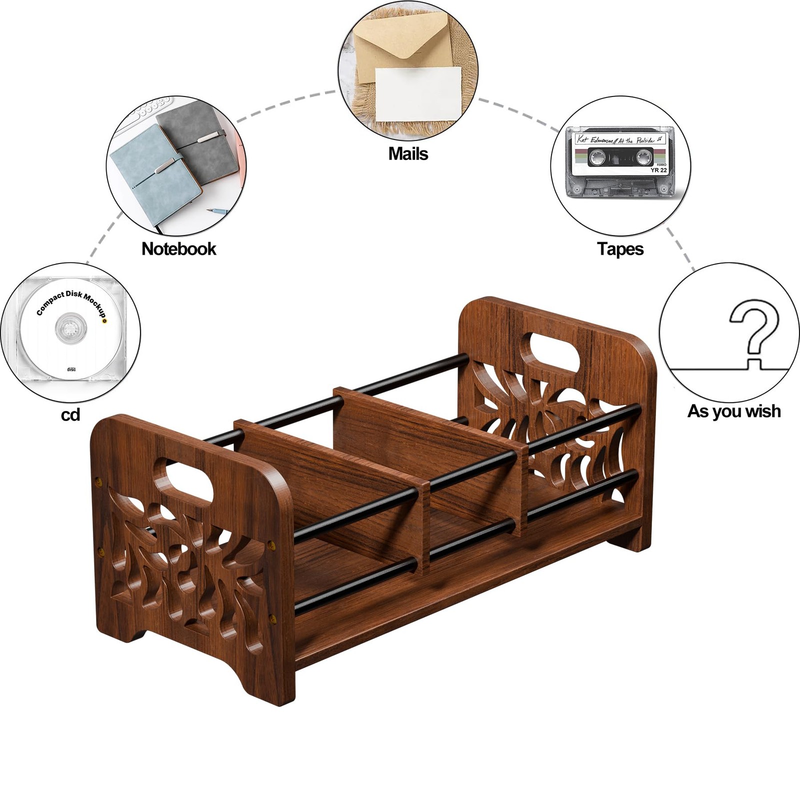 QILICHZ CD Holder,DVD Holder Storage,Wood CD Rack Organizer,DVD Rack,Cassette…