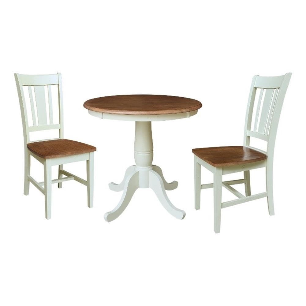IC INTERNATIONAL CONCEPTS 30″ Round Top Pedestal Dining Table 2 San Remo Chairs