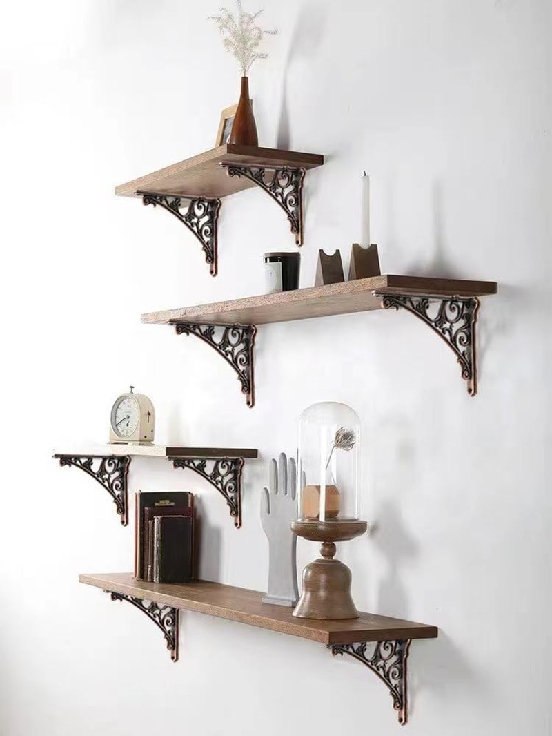 Decorative Shelf Bracket 6 Inch, Antique Copper Brackets for Shelving, Heavy