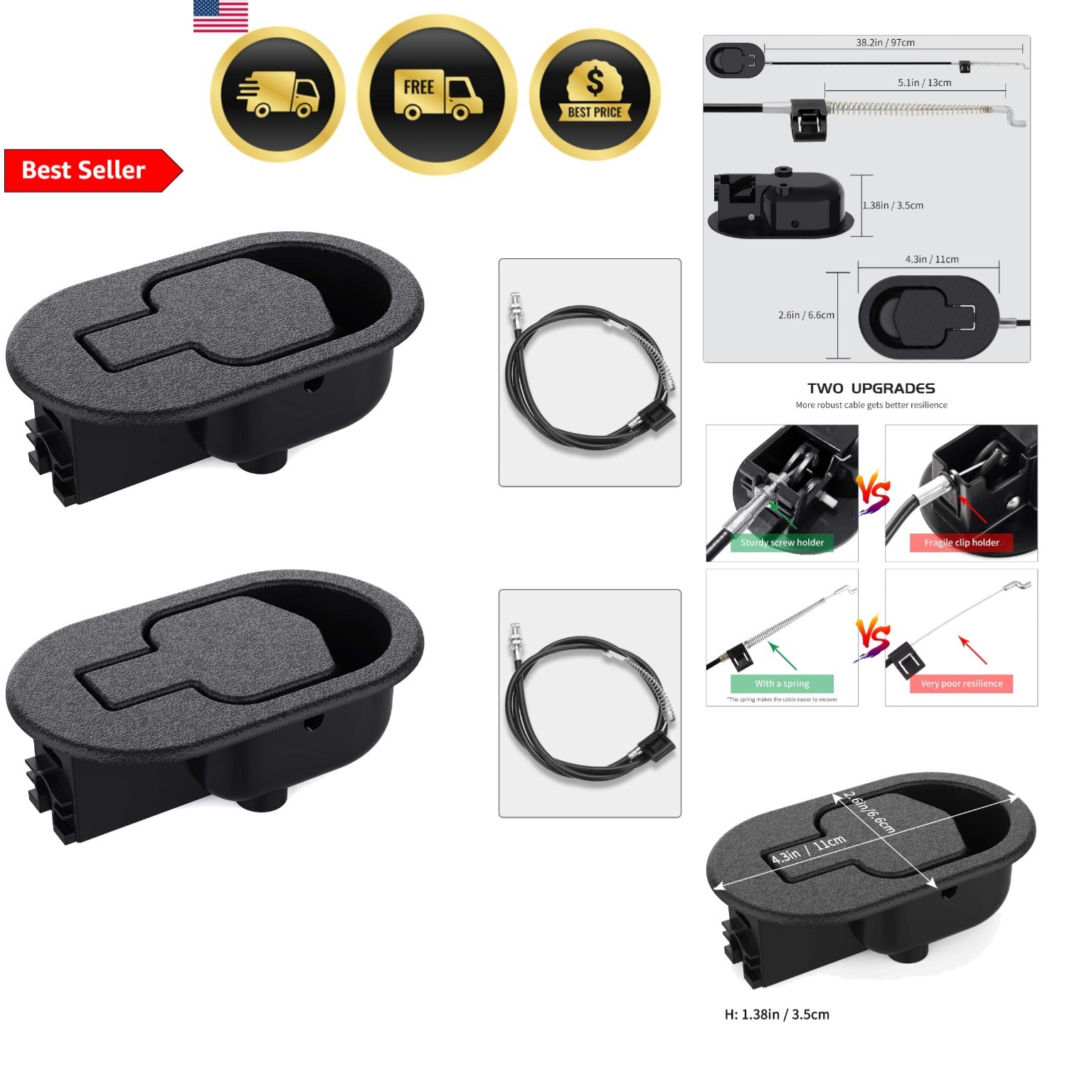 Recliner Replacement Parts Handle Cable Set for Sofa Couch Chairs 2 Pack