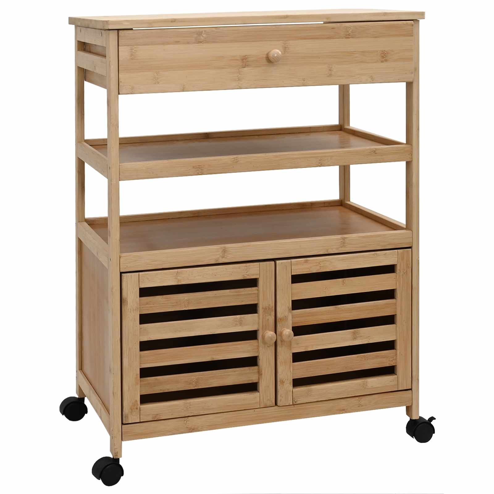 Kitchen Trolley with Wheels Natural 23.43 x 14.17 x 32.28 in vidaXL