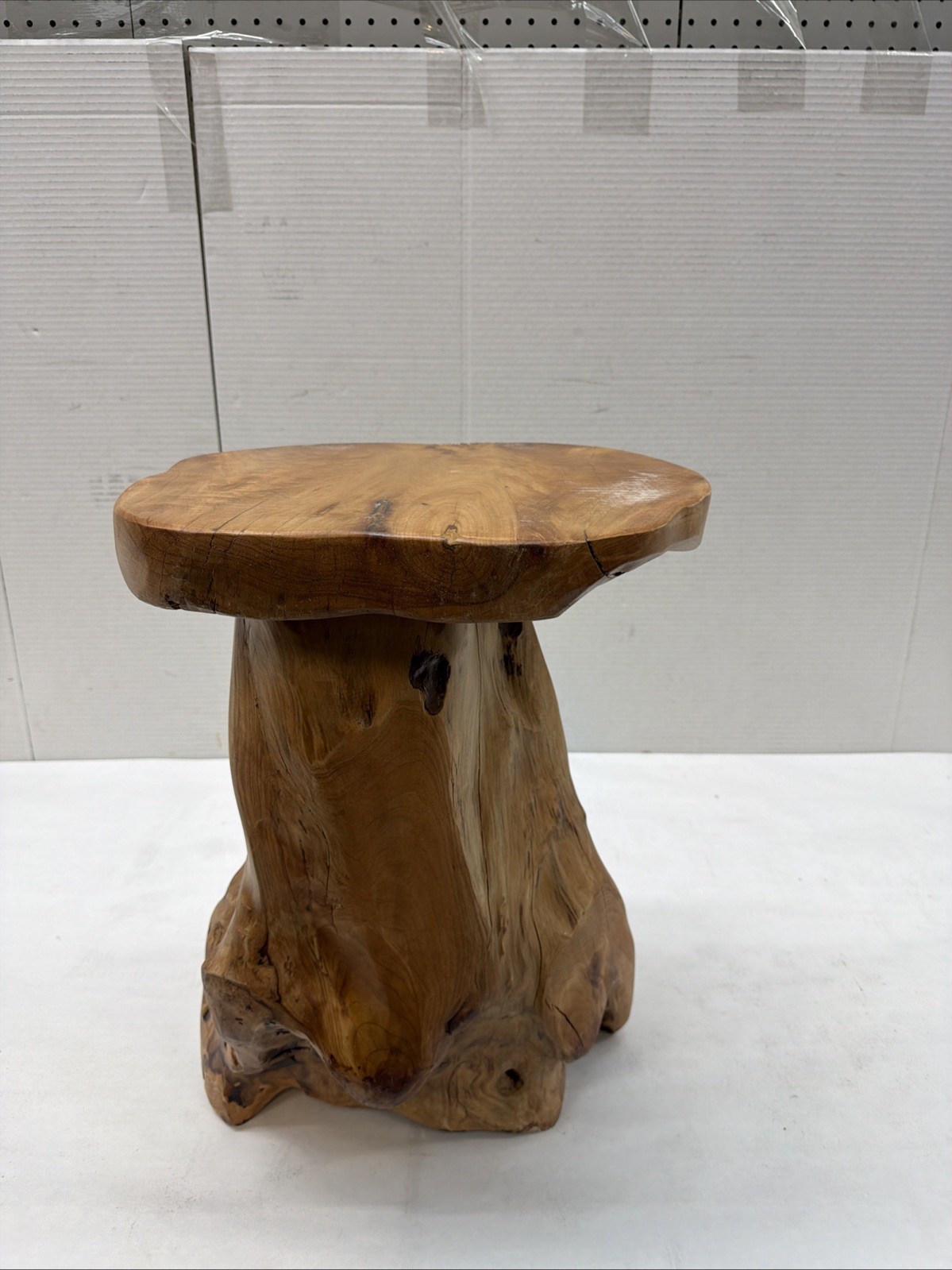 Tree Stump Stool, Handcrafted Teak Stool, Handcarved Wood Stool