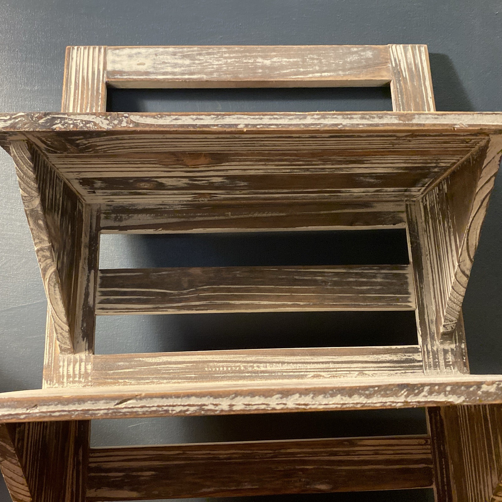 2 Shelf Free Floating rustic Double shelf for walls 16” X 13” W/Mounting Hooks