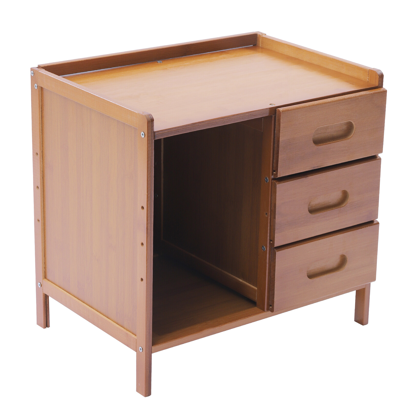 Bamboo Nightstand Bedside End Table With Drawer & Open Shelf 16.5 × 11.8 × 15.7