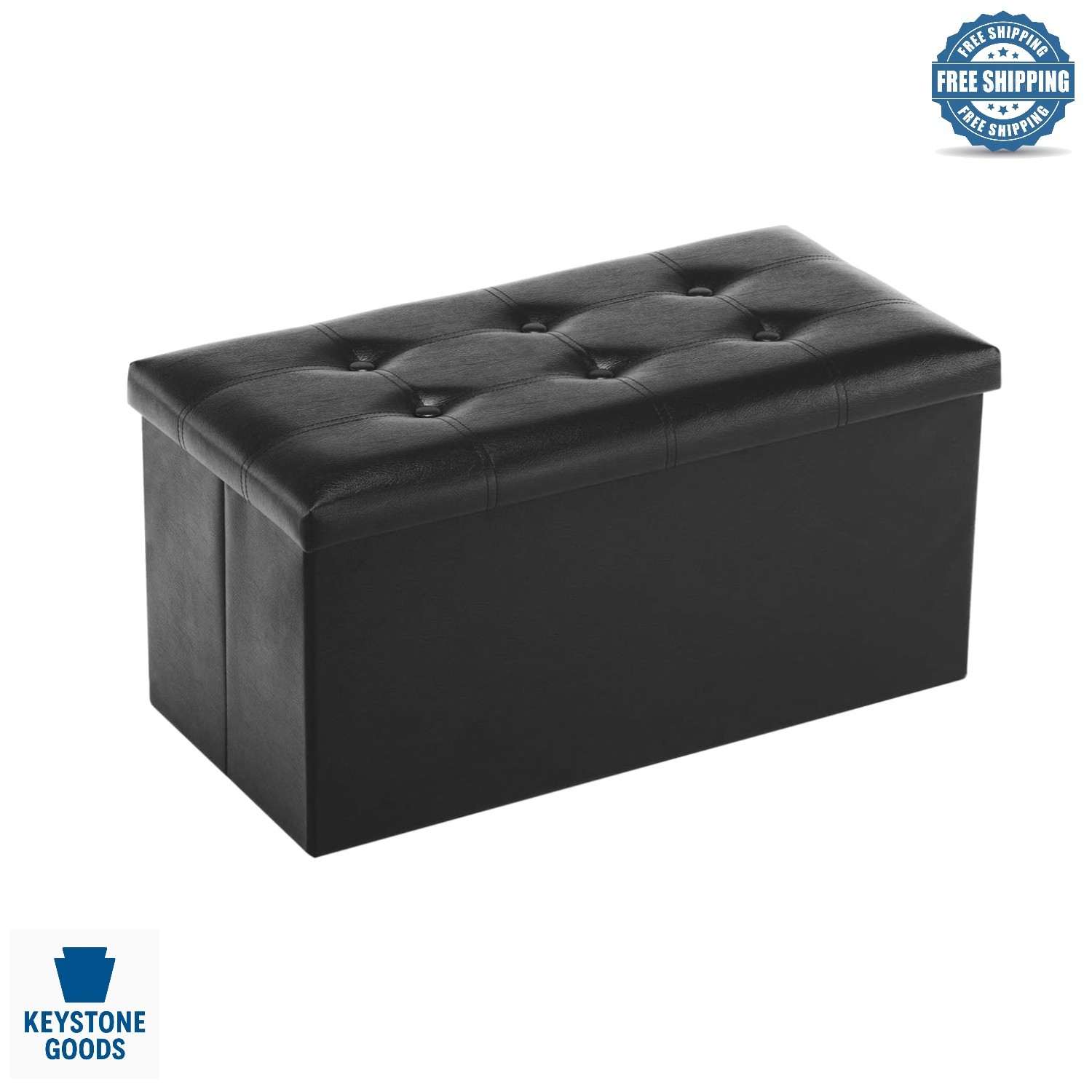 30-Inch Faux Leather Storage Ottoman Bench with Padded Seat & 350lb Capacity