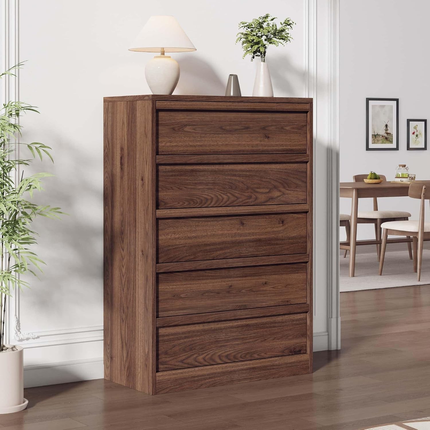 3/4/5/7/Drawer Dresser for Bedroom Handle Free Chest of Drawers Storage Cabinet