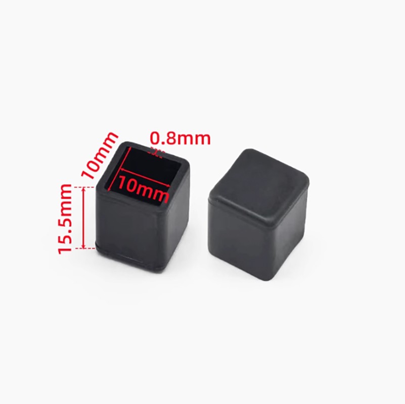 Square Black Chair Table Legs Floor PVC Protection Cover Leg Caps Pads 10-20mm