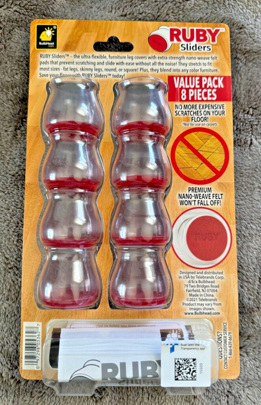 Ruby Sliders for Chair Legs As Seen On TV Bulb Head Red Authentic!