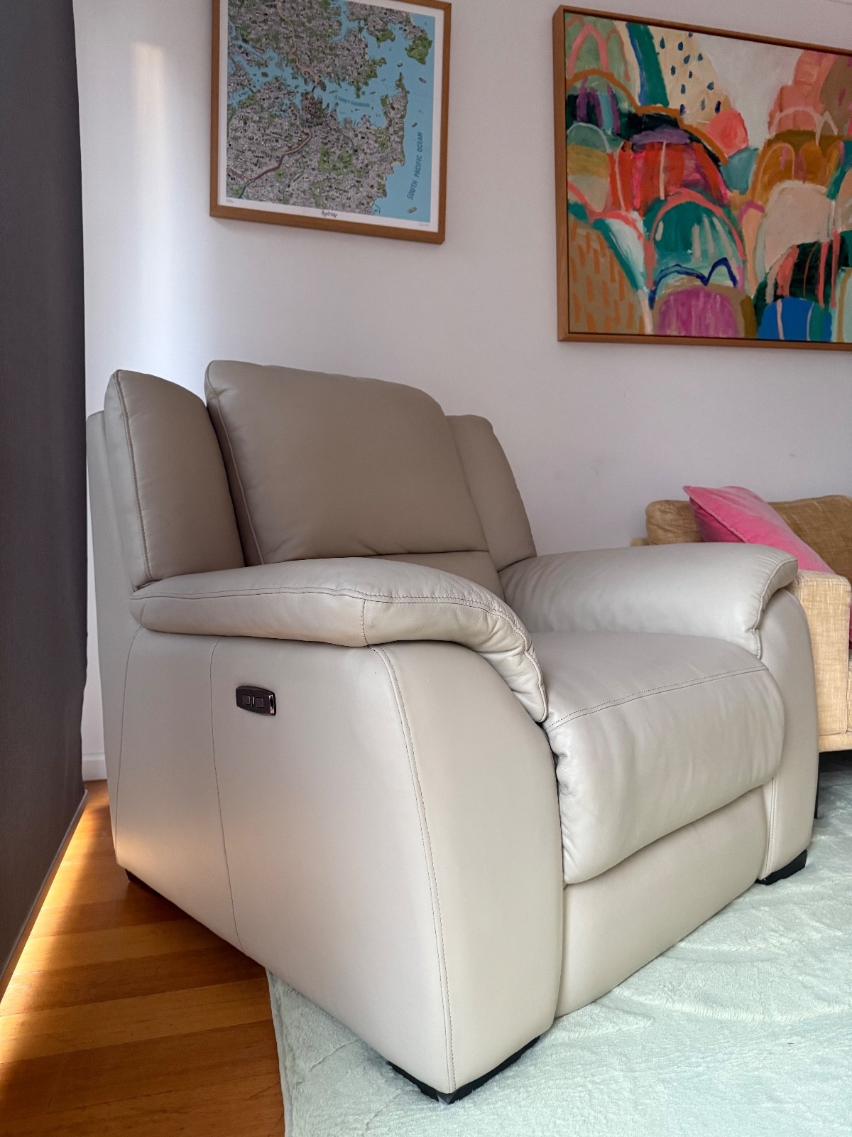 Plush Sofas, Electric Leather Recliner, Model E822 Carlton, 5yr of 10yr Warranty