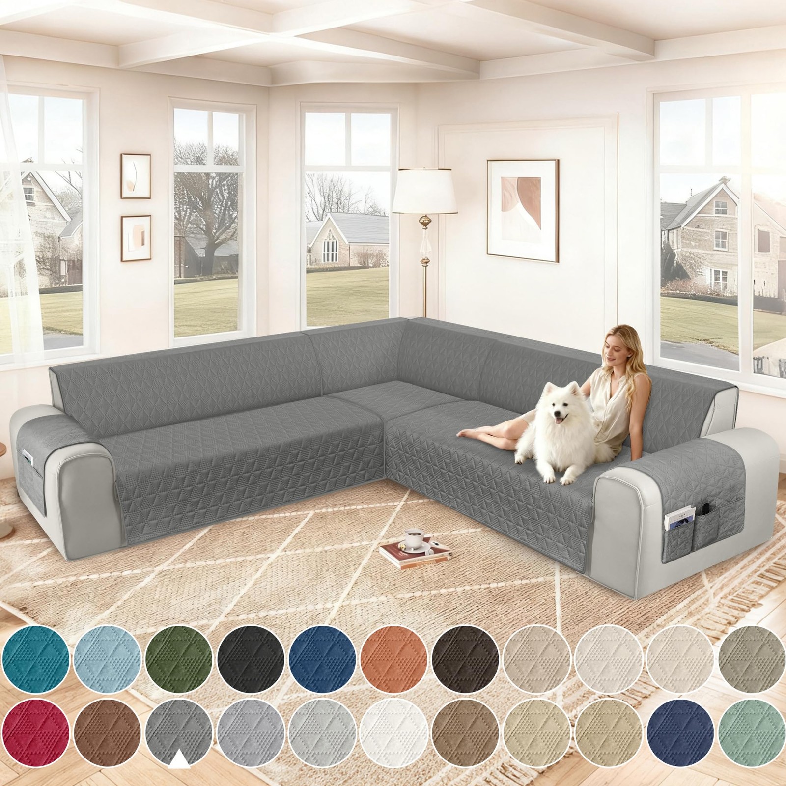 Corner Sectional Couch Covers Waterproof Washable L Shape Sofa Cover Protecto…