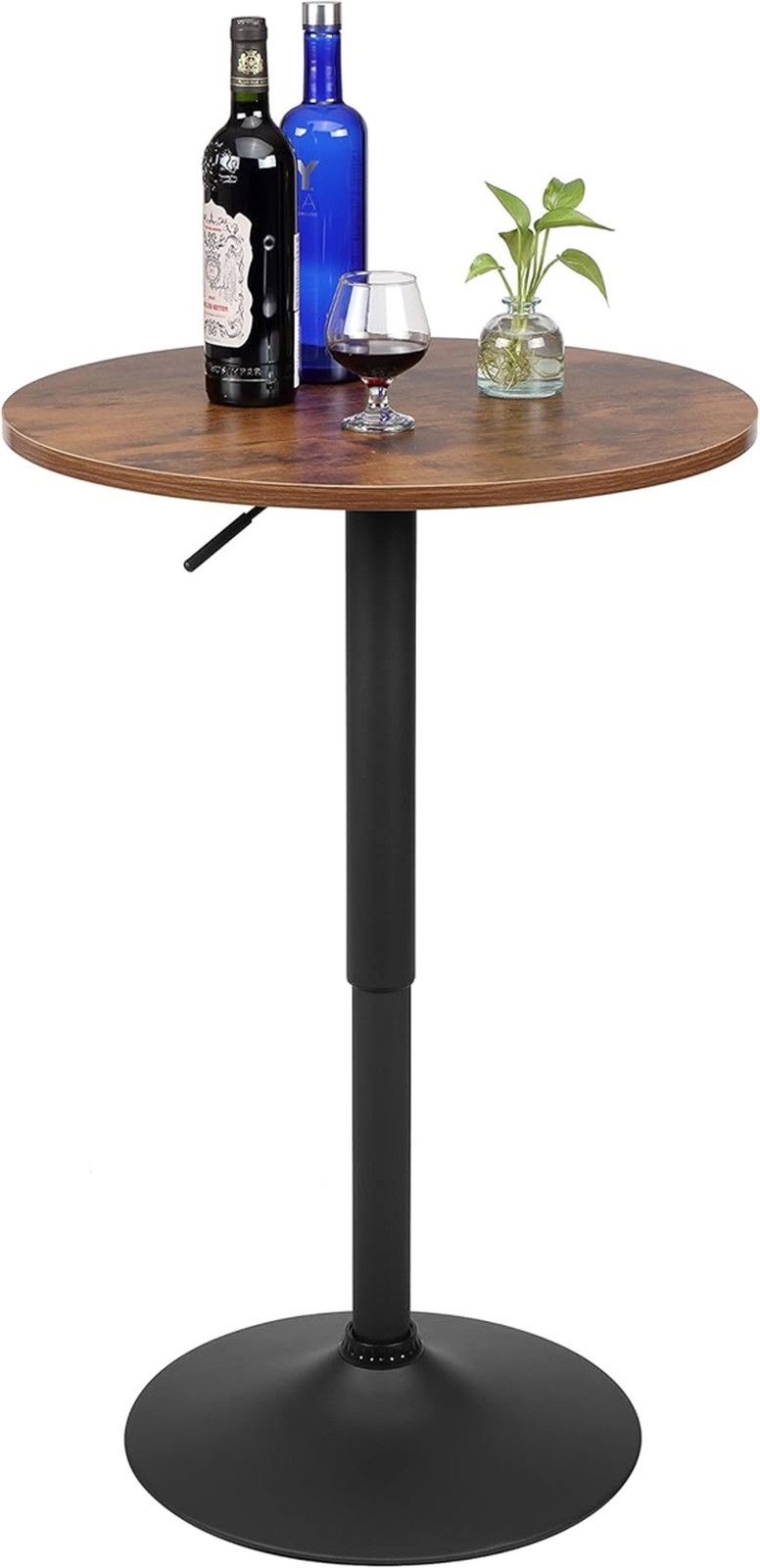 23.6 Inch Round Cocktail Bar Table with Metal Base Adjustable Height 27.9 to