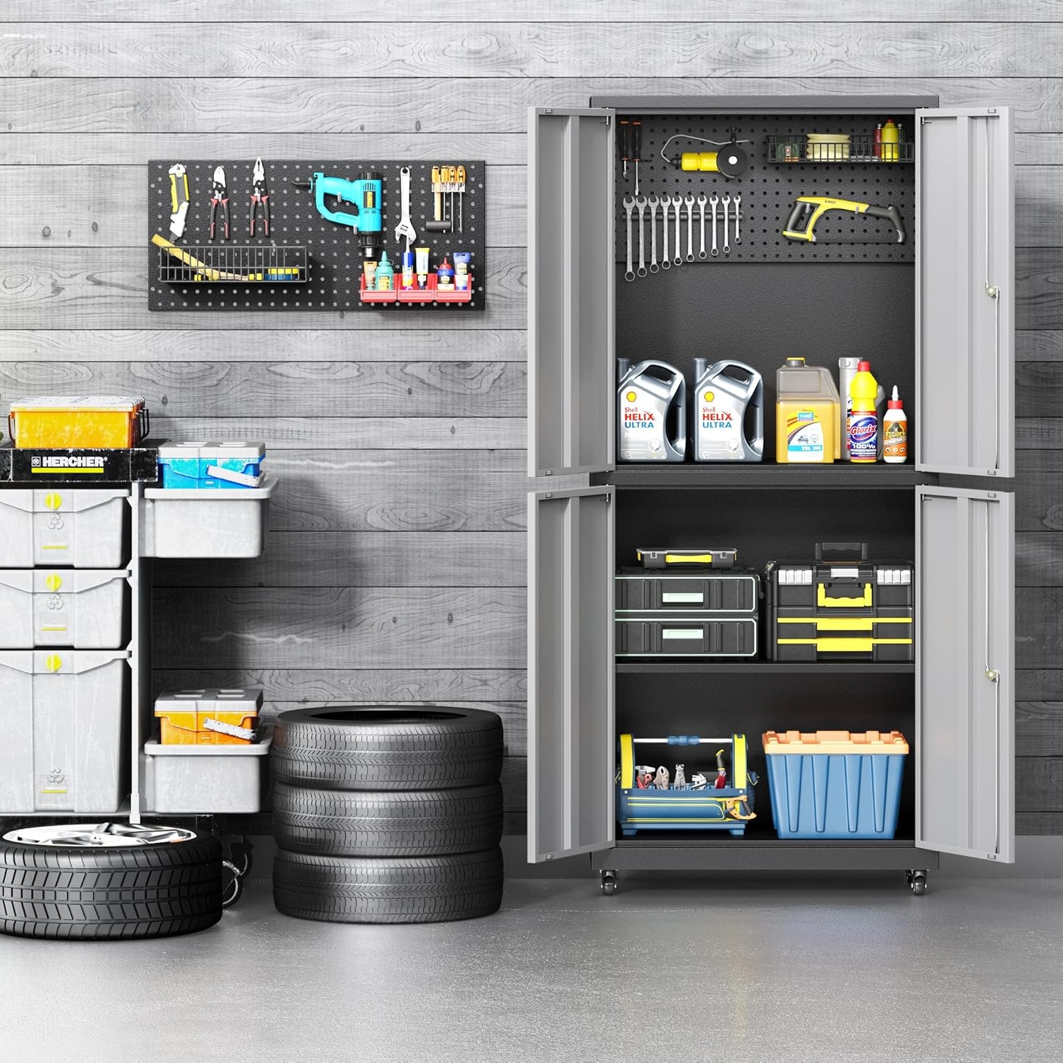 Rolling Tool Chest Tool Box Garage Storage Cabinet w/Wheels Metal Tool Cabinet