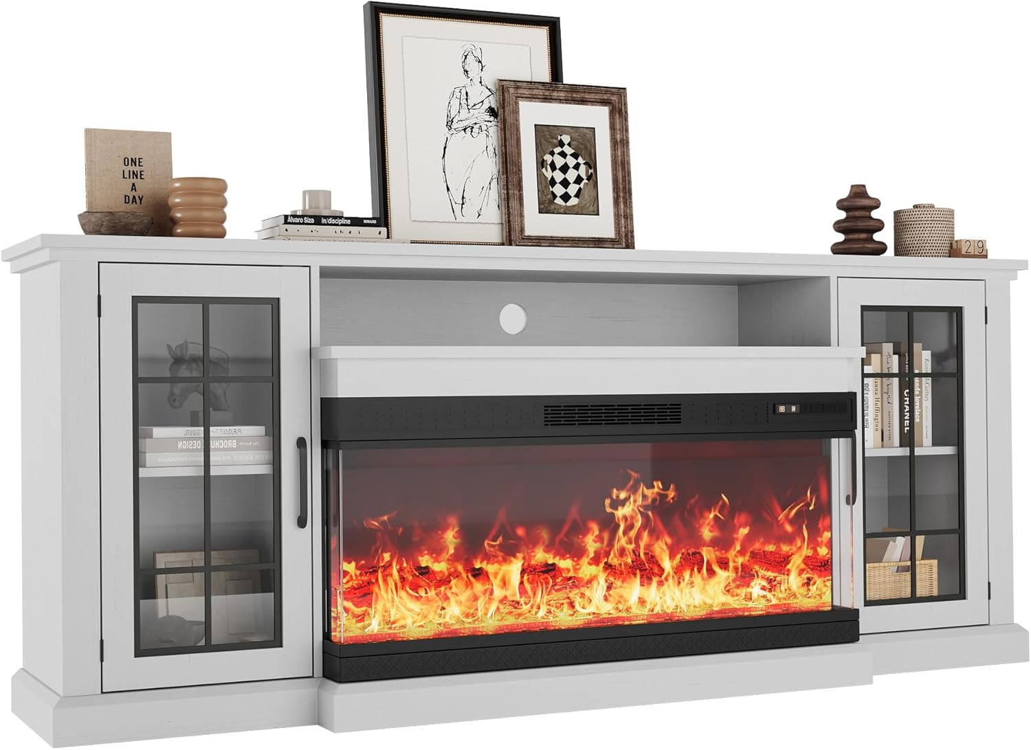 Elegant LED Fireplace TV Stand for TVs up to 85″ with Ample Storage