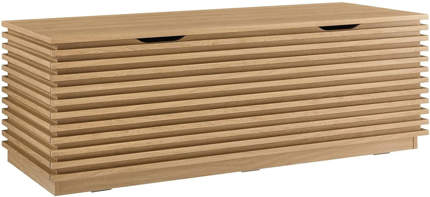Modway Render 47″ Wood Grain Storage Bench in Oak