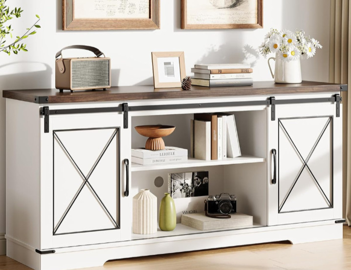CABIHOME Farmhouse TV Stand and Entertainment Center for TV Up to 65 Inches |NEW