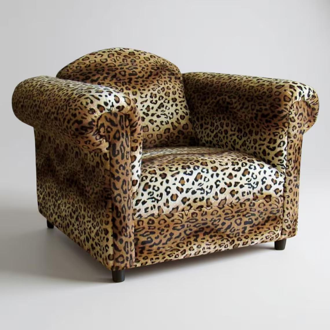 Custom Leopard Print Arm Chair | Velvet Animal Print Accent Furniture | Wicked E