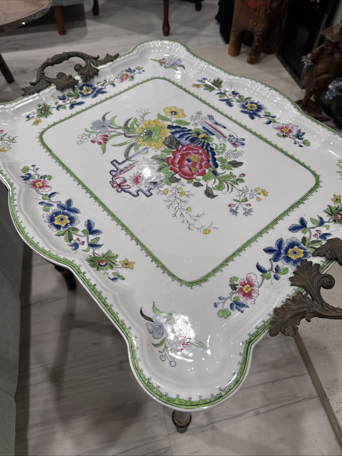 Vintage Chinese HUA RONG TANG ZHI table porcelain Flower Top Colorful