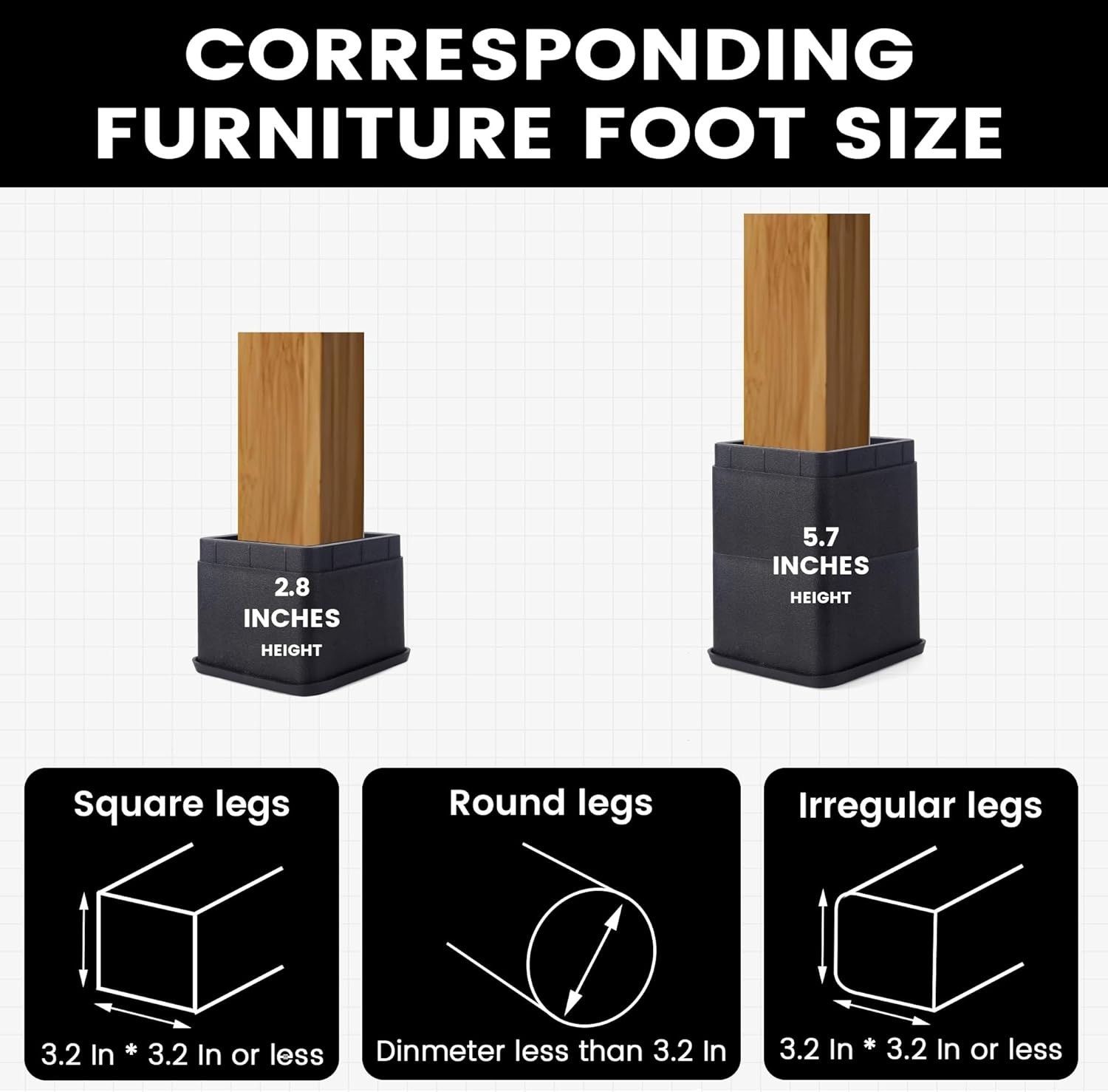 Stackable Bed Risers 3-6 Inch – Durable Furniture Elevators Supporting 2200 lbs