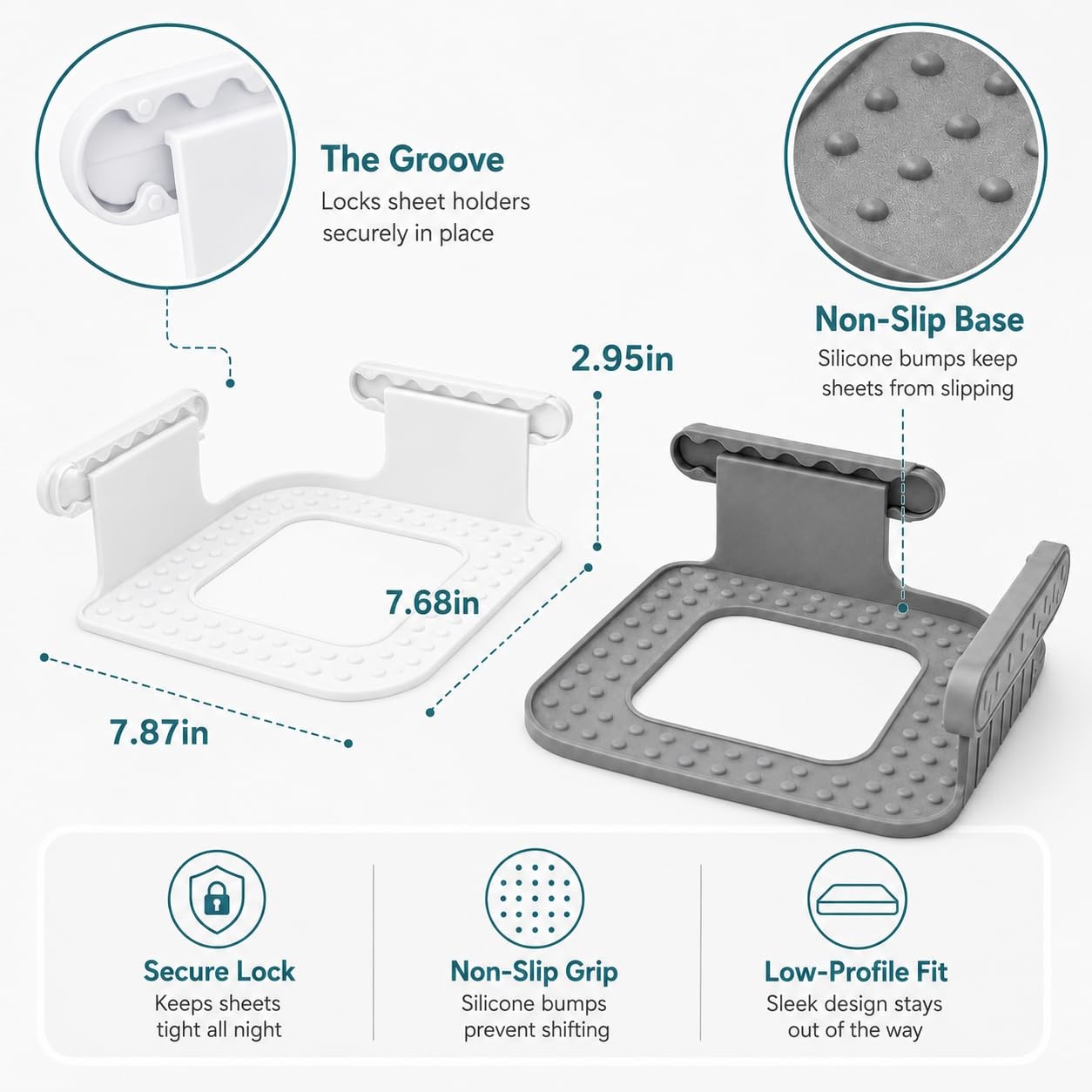 SEESNOW Lock Sheet Holders, Upgrade Bed Holders for 8pcs, White