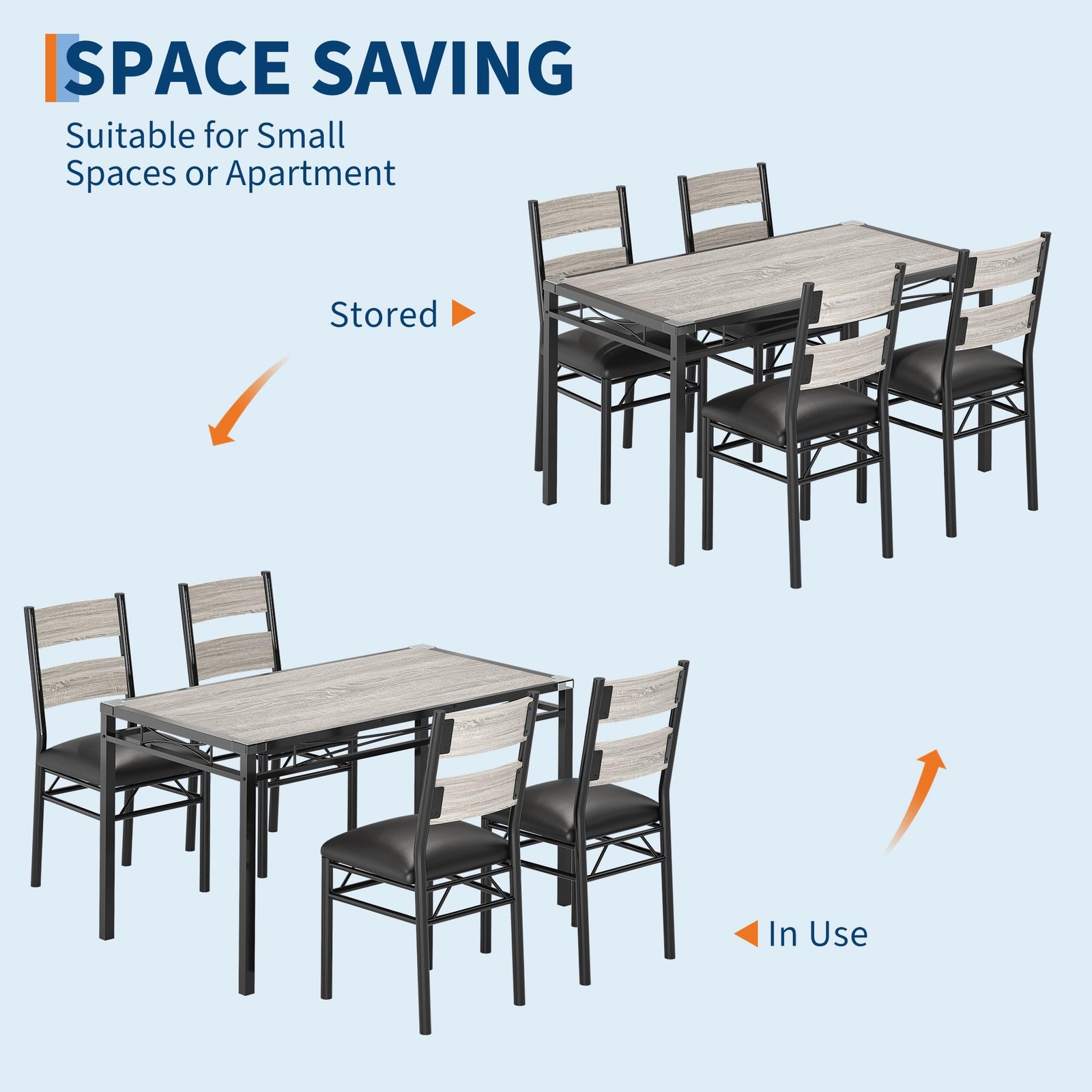 Dining Table Set for 4 with Upholstered Chairs Wood Kitchen Table Chairs Set