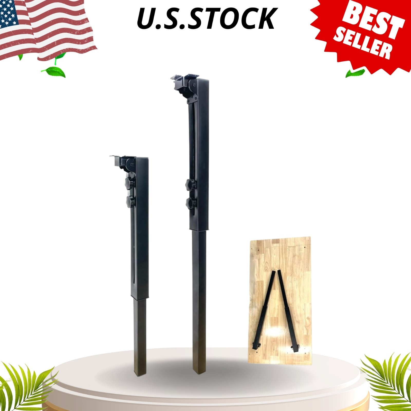 adjustable folding table legs 25–34 inch heavy duty metal set of 2