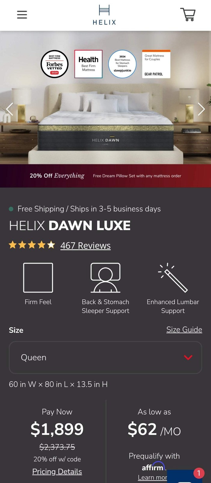 Helix Dawn Luxe Queen/ Full Size