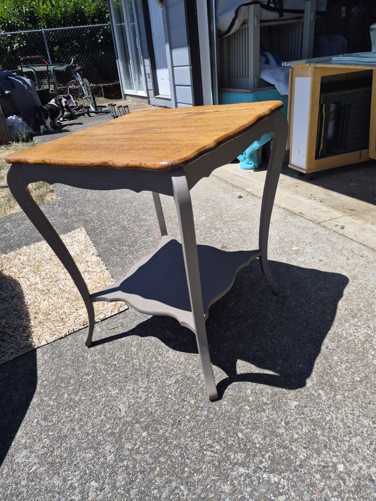 Solid Oak French Country Accent Table | Refinished | Modern Farmhouse