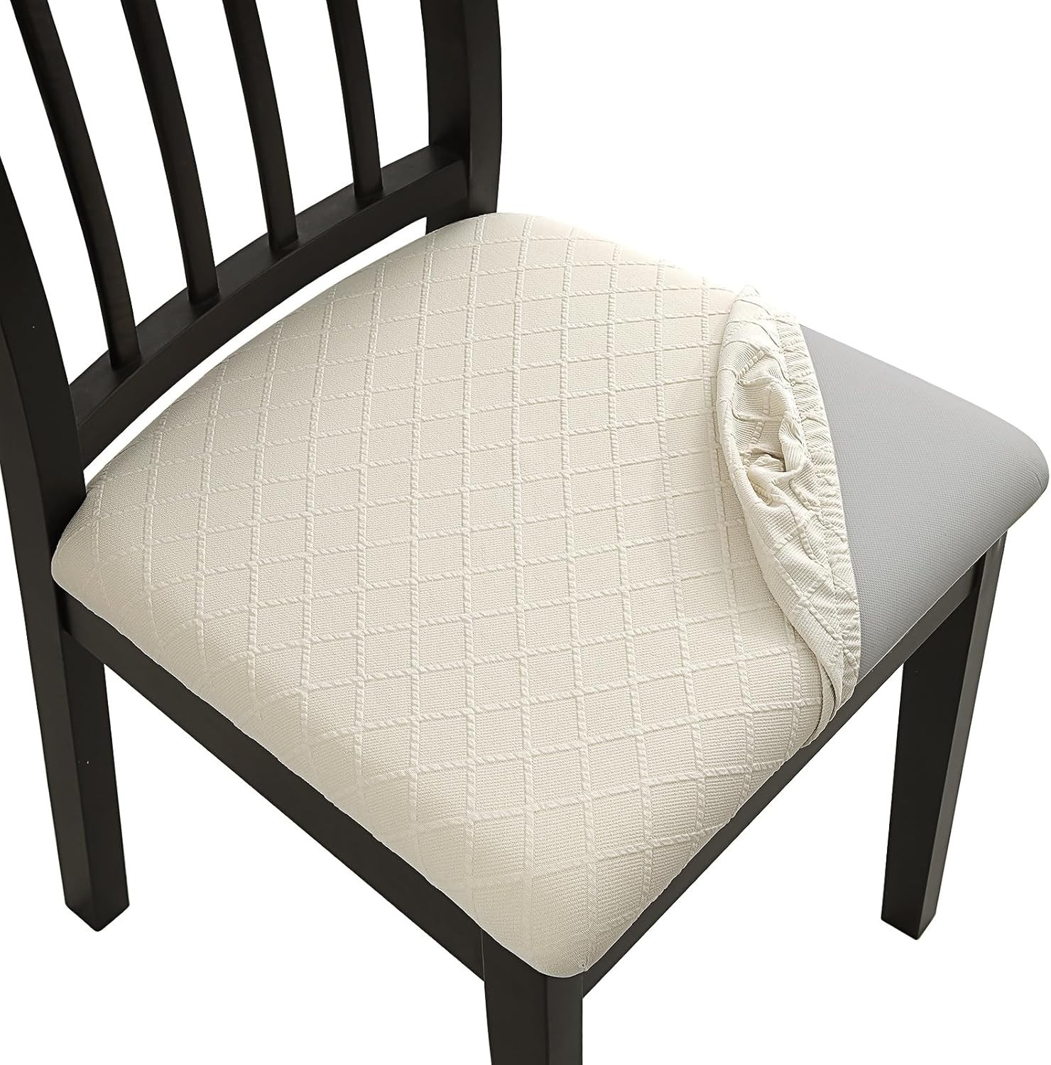 Waterproof Chair Cover for Dining Room Kitchen Set of 6 Beige Stretch Washable