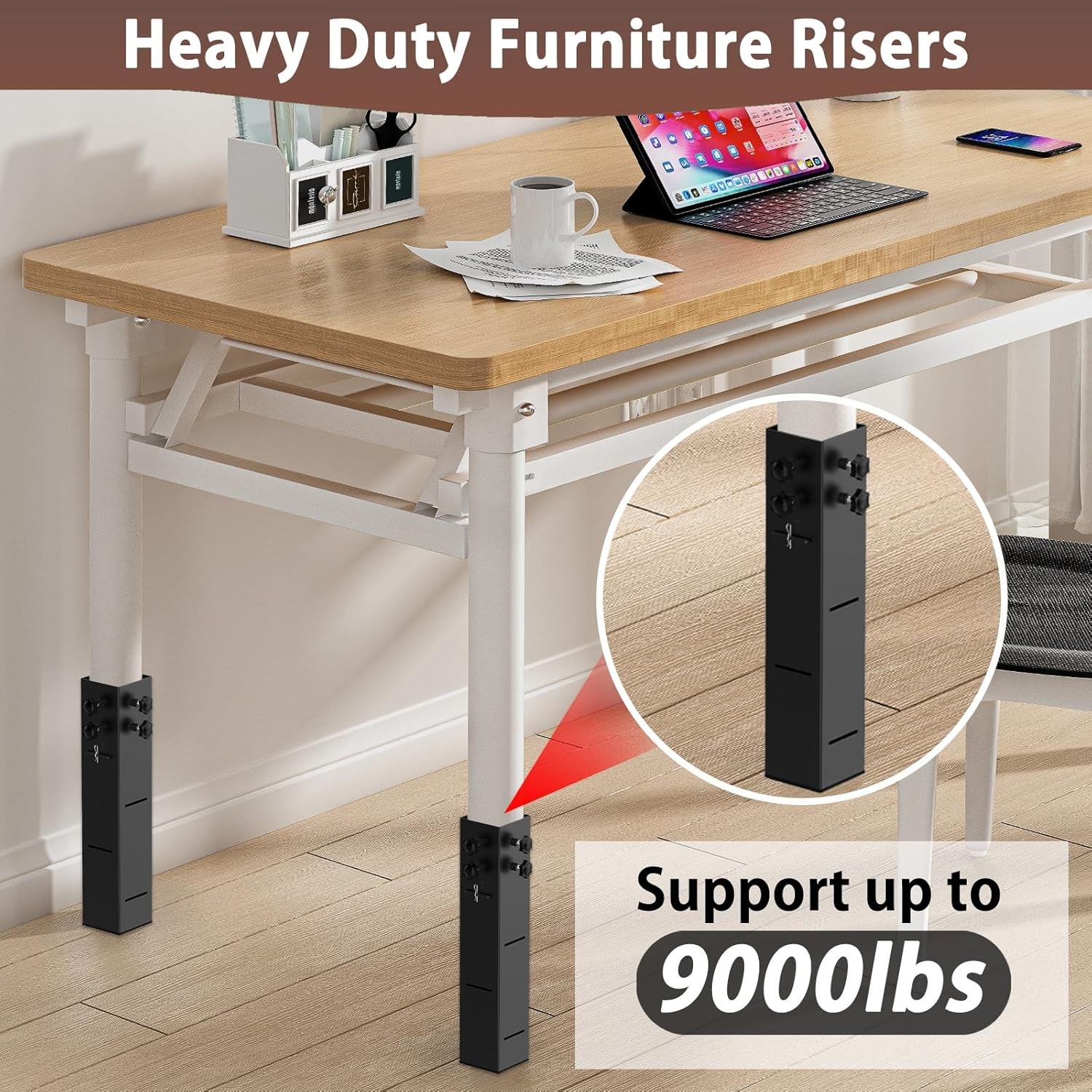 2025 Up-Grade College Dorm Bed Risers 3.15″ Diameter Carbon Steel Metal Bed